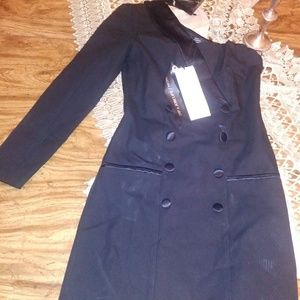 zara one shoulder blazer dress